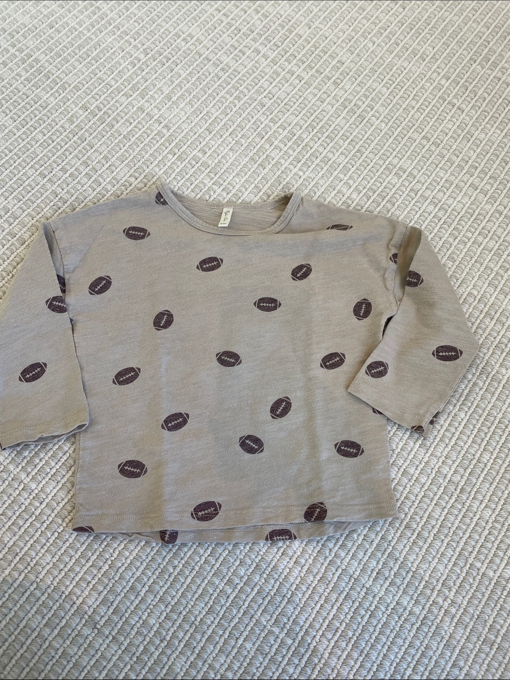Rylee + Cru Taupe Long Sleeve Tee with Football Print